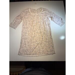Vintage Miss Elaine Woman’s Nightgown Dress Pink Floral Detail Long Sleeve